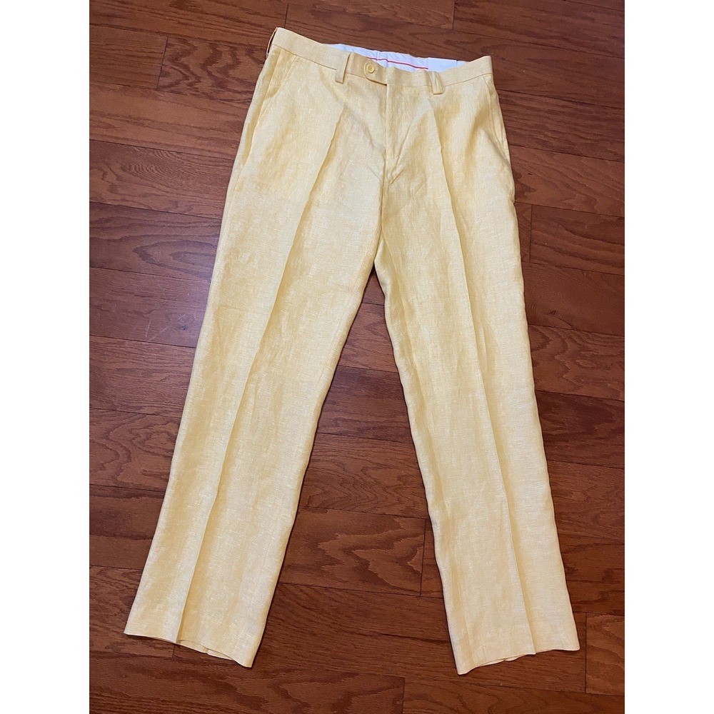 Inserch Linen Dress Pants Mens Size 38 Yellow Banana Cream Summer‎ New! NWT